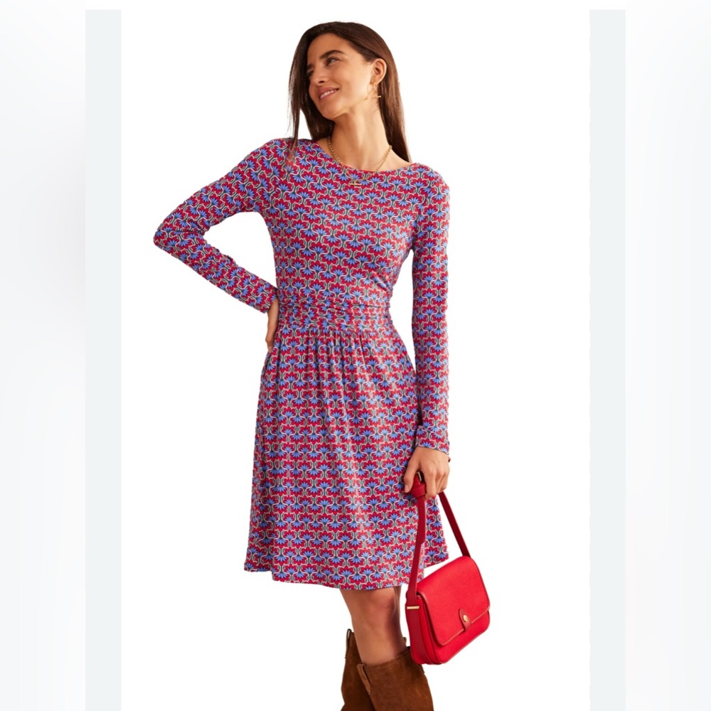 Boden Abigail Long Sleeve Jersey Dress - Size 12